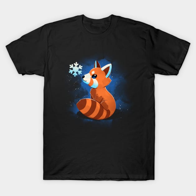 Red Panda Winter Christmas T-Shirt by Digital Magician